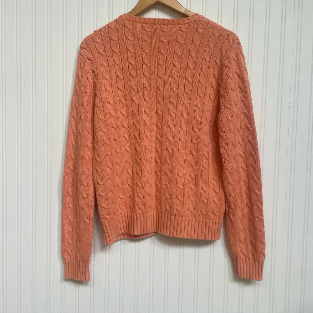 Ralph Lauren Women's Coral Crew Neck Sweater Size Large Cotton Cable Knit - Picture 2 of 5